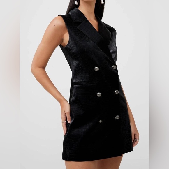 French Connection Dresses & Skirts - French Connection Ivar Croc Coated Blazer Double-Breasted Mini Dress